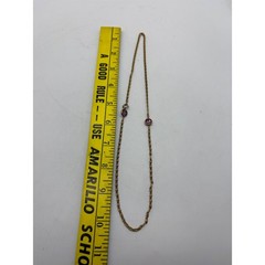 Vintage Gold Tone Delicate Statement Necklace Purple Prong Set Stones 20 Inch