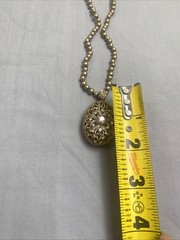 VTG Monet Filigree Rhinestone Oval Scent Locket Gold Tone Beaded Necklace 16-18″