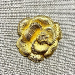 Vintage Christian Dior Flower pin in box Gold Tone Rhinestone 2.25 Inches Wide