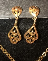 Trifari Rare Trifarium baroque Demi Parure Pendant & Earrings Vin Statement NR!