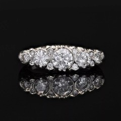 Art Deco Vintage Style Lab Created Diamond Engagement 14K White Gold Finish Ring