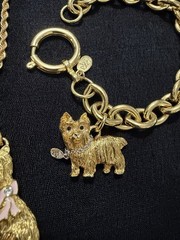 Vintage RARE Signed JOAN RIVERS Yorkie Dog Necklace, Bracelet, and Brooch Set