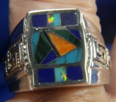 VINTAGE MEN’S LAPIS SPINY OSYTER 3/4″ 0.925 Sterling Silver BAND Ring size 9.25