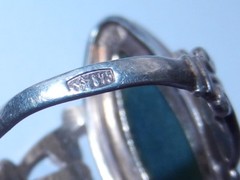 1970s ring ! Soviet VTG old russian Sterling SILVER 875 gemstone nephritis jade