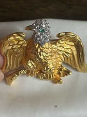 VTG Signed S.I Gold Tone Eagle Patriotic Broch Pin NWOT J29
