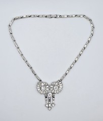 Vintage Bogoff Signed Rhinestone Statement Necklace Art Deco Repair Craft Wear