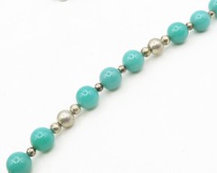 925 Sterling Silver Vintage Jade Ball Beaded Pattern Chain Necklace NE3155