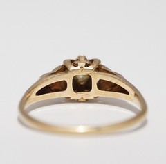 Antique 14k Solid Yellow Gold Engraved Natural Diamond Ring – Size 7.25 1.78g