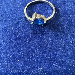 Vintage Sterling Silver Simulated Blue Oval Shape Gem Stone Ring Size 9.5