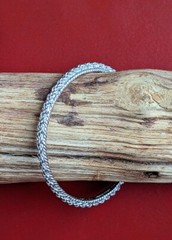 Vintage TRIFARI Silver Tone Braided Twist Thin Bangle Bracelet