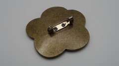 Vintage Brass Red Enamel Cloisonne Flower Brooch Pin 4.5cm BB12