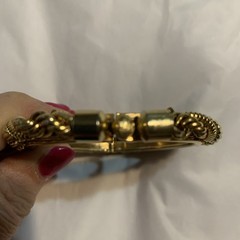 Vintage Rare Braided Rope Hinged Bangle gold tone Bracelet W/Safety Chain