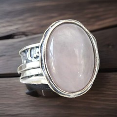 Large Sterling Silver 925 Quartz Spin Spinner Israel Modern Band Ring Size 10