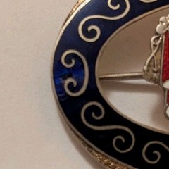 1920s 1930s Hawaiian Crest Sterling / Enameled Brooch – Large Oval – Pin Back