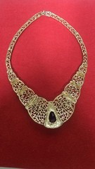 Vintage Large Teardrop Resin Acrylic Amethyst Collar Statement Necklace 18″