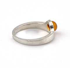 Modernist Minimalist Sterling Silver Baltic Amber Cigar Band Ring Size 8.5
