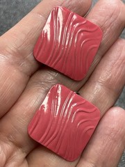 Vintage Pink Salmon Textured Enameled Metal Earrings