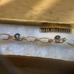 Vintage Marathon 12k Gold Filled Bracelet Faceted Blue Topaz Rhinestones 6”