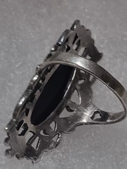 Vtg 925 SETA black Onyx Marcasite Ring Size 5.75