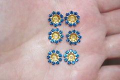 VINTAGE 11MM BLUE SAPPHIRE CZ SEED FLOWER JACKETS FOR EARRINGS USE W ANY STUDS