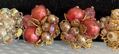 Robert Clip Earring LOT 6 Pair Wired Bead Cluster AB Rhinestone All Signed Vtg