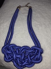 Vintage Blue Rope Knot Necklace 80s Retro Halloween Parties
