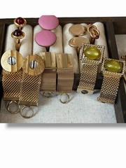 Vintage Men’s 25 Pc Mixed Gold LOT Tie Clips, Bars, Cuff Links, Wraps Costume