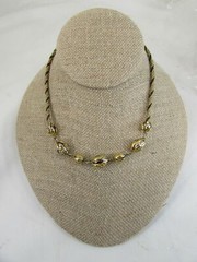 Vintage Lind Gal LG Rope Necklace Black Gold Tone 52631