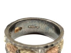 Vtg Sterling Silver South Dakota (West) 10k Gold Company Black Hills Sz 8.5 Band