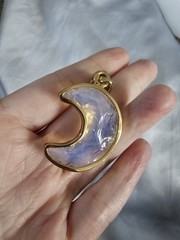 Charles Albert Opalite Glass Textured Alchemia Crescent Moon Pendant