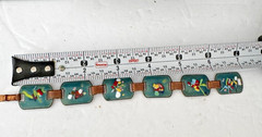 Vintage Ladies Enamel Over Copper Link Panel Bracelet 7″ Bright Color