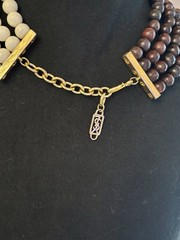 Vintage Yves Saint Laurent Resin & Wood Beaded Muti-Strand Necklace Made France