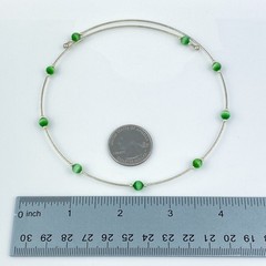 Green Cat’s Eye Tension Wire Necklace | Vintage Sterling Silver | 16″