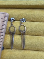 Vintage Earring Lot Dangle Art Deco Style Brutalist Mixed Metal Whimsical