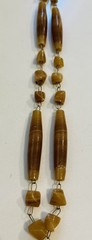 Carved 32” Agate Aztec Mayan Calendar Pendant Art Stoned Necklace 70s