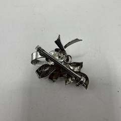 Sterling Silver JJJ Rose Flower Ribbon Brooch Pin Pendant (3.12g)