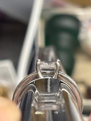 DM 925 sterling silver size 6 3/4 CZ Square stone Engagement Cocktail RING