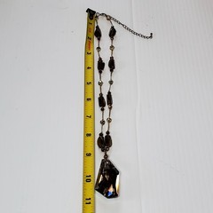 Premier Designs Prism Pendant Necklace Gold Glass Prism Beads Vtg Chunky 14″