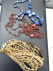 Three Vintage Art Glass Fashion Necklaces From Estate
