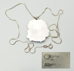 Unique handmade sterling silver Art glass one of a kind necklace signed Randy