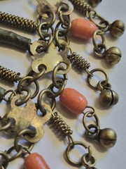 Vintage Egyptian Revival Faience Style Bib Necklace & Bracelet Brass Tone READ
