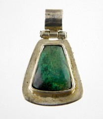 Vintage 950 Sterling Silver Green Chrysocolla Pendant 3.1 Grams