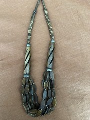 Vintage 70’s/80’s Carved Beaded Layered Necklace With Brass