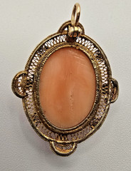 18K Gold Granulated Filigree Frame With High Relief Etruscan Revival Cameo