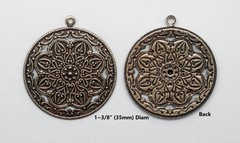 #6198 ANTIQUED GOLD OPEN FILIGREE CENTER IN W/TOP HANG RING – 2 Pcs