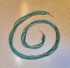 Southwestern 10 Strand Green Blue Seed Bead Beaded 46in Necklace Vintage