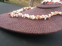 Coral cream and black curly shell necklace bracelet set 16″ choker barrel