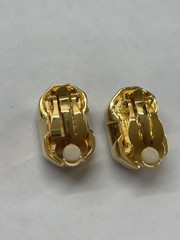 Vintage Joan Rivers Earrings Blue Rhinestone CLIP ON Gold Tone Cocktail Ornate