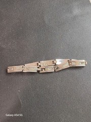 Mexican Sterling Silver Taxco 7 1/2 Inche Bracelet With Inlay.