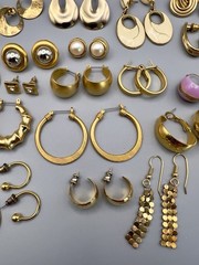 Vintage 1980s Pierced Earring Lot Gold Tone 45 Pairs Monet Trifari